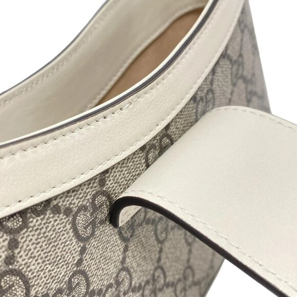 Auth GUCCI Padlock/GG Supreme 811705 Beige White PVC Leather Shoulder Bag - Picture 12 of 16